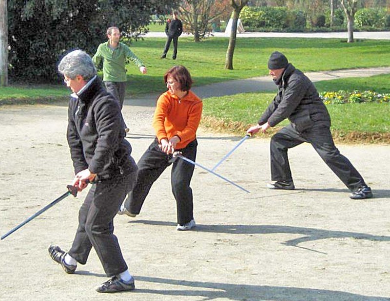 Martial exercise in the park