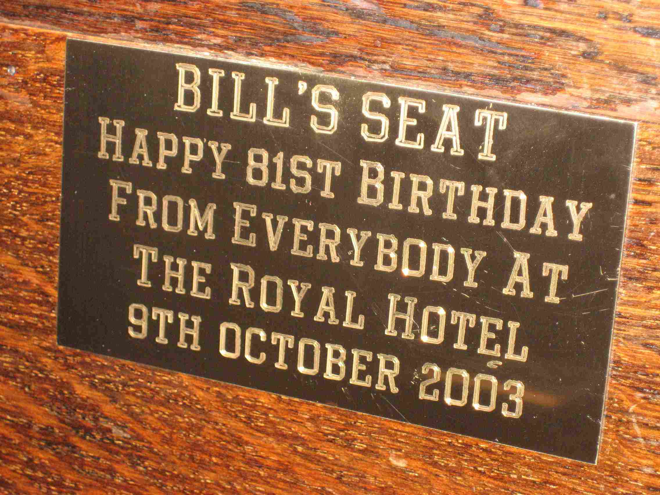 Bill's plaque
